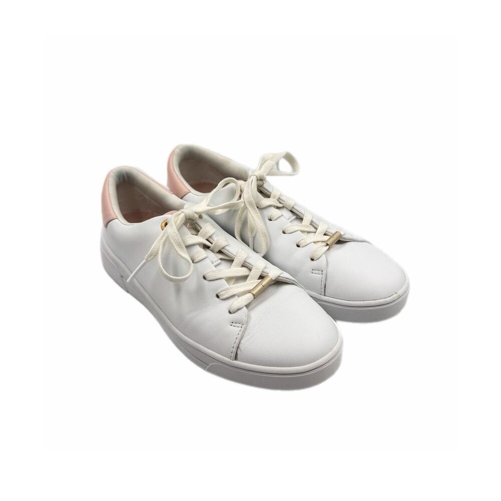 Ted Baker Zenip White Pink Leather Low Top Casual Preppy Girl Next Door Sneakers